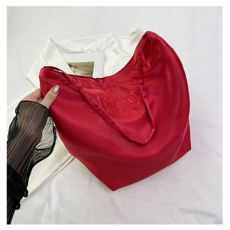 Satin Tote Bag Shoulder Bag Glossy Everyday Carryall