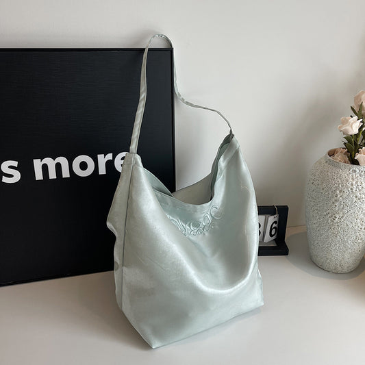 Satin Tote Bag Shoulder Bag Glossy Everyday Carryall