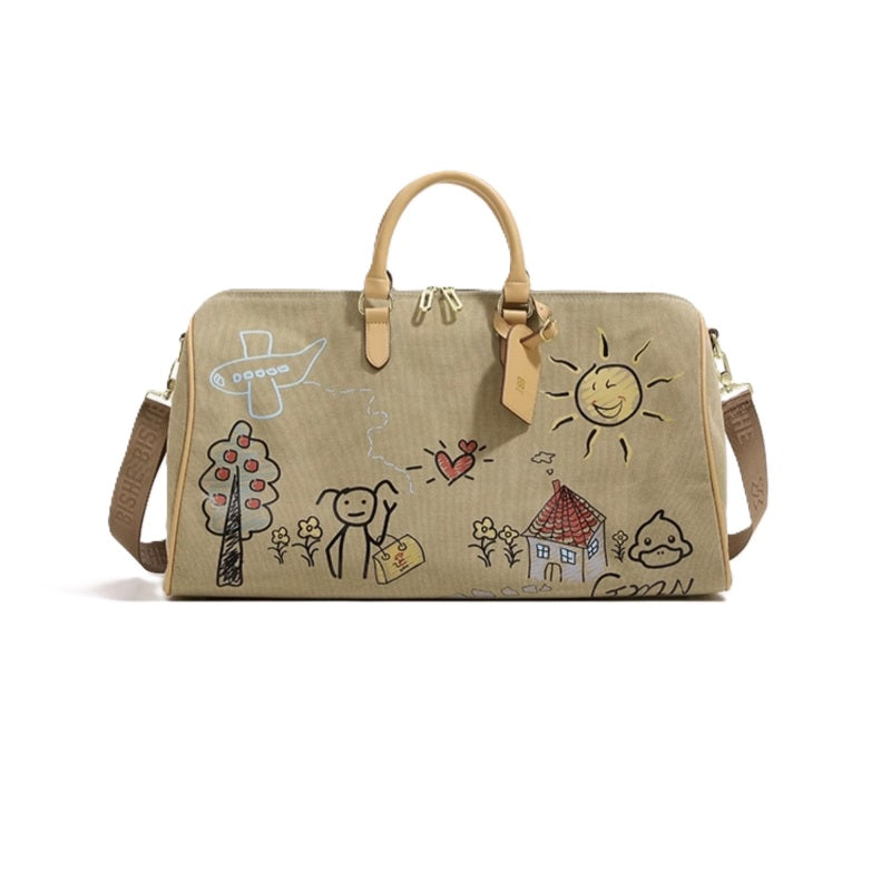 Waterproof Graffiti Duffel Bag Separate Wet/Dry Storage