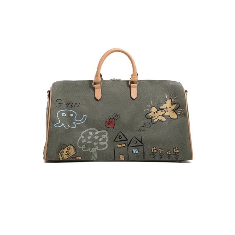 Waterproof Graffiti Duffel Bag Separate Wet/Dry Storage