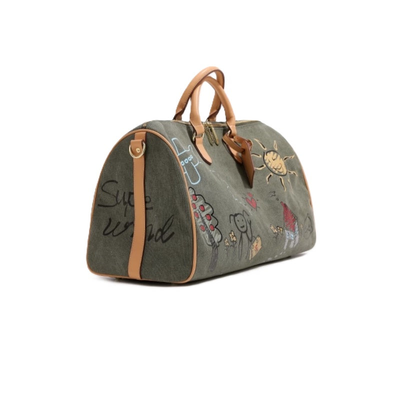 Waterproof Graffiti Duffel Bag Separate Wet/Dry Storage