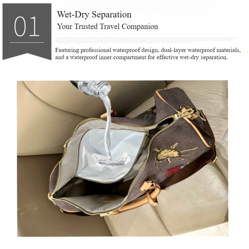 Waterproof Graffiti Duffel Bag Separate Wet/Dry Storage