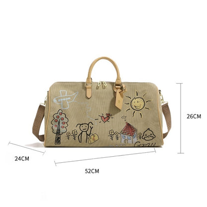 Waterproof Graffiti Duffel Bag Separate Wet/Dry Storage