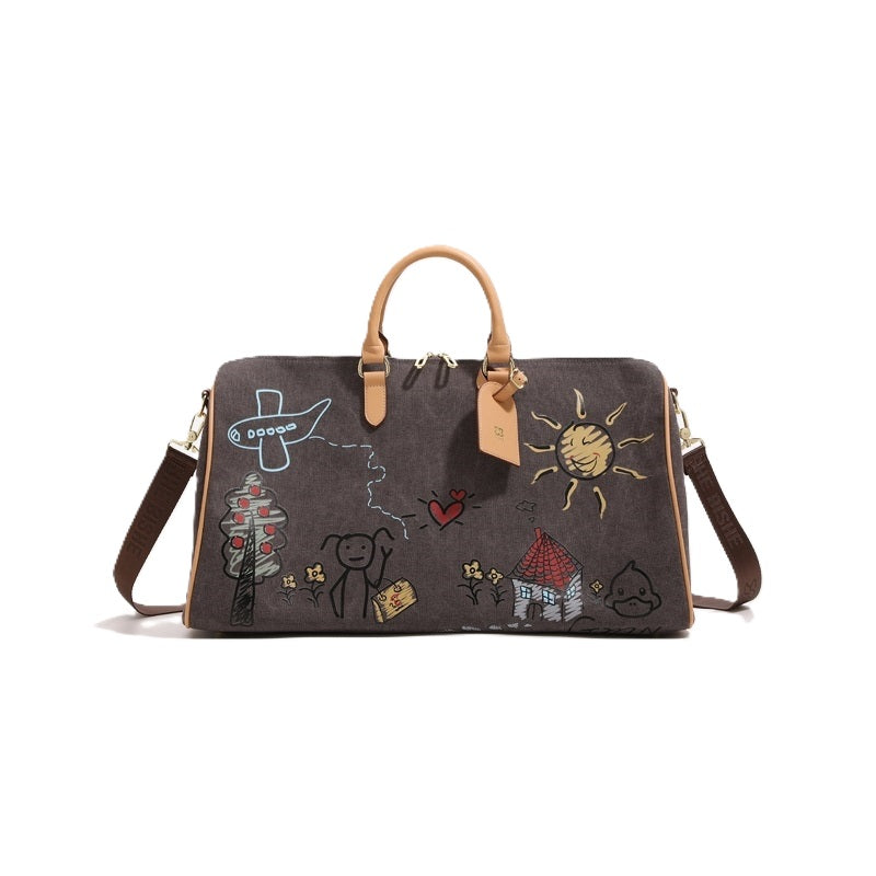 Waterproof Graffiti Duffel Bag Separate Wet/Dry Storage