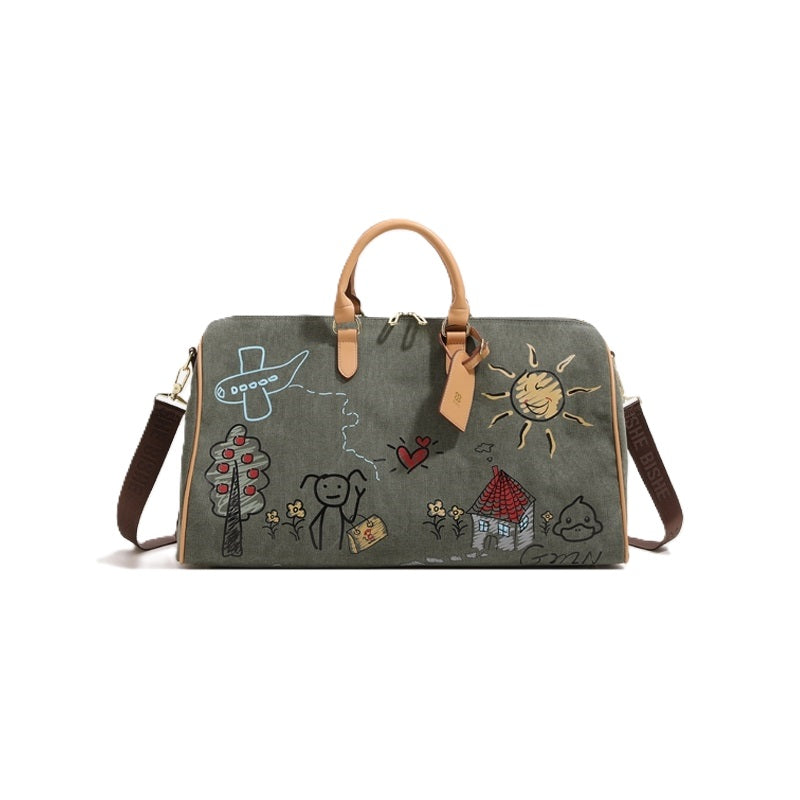 Waterproof Graffiti Duffel Bag Separate Wet/Dry Storage