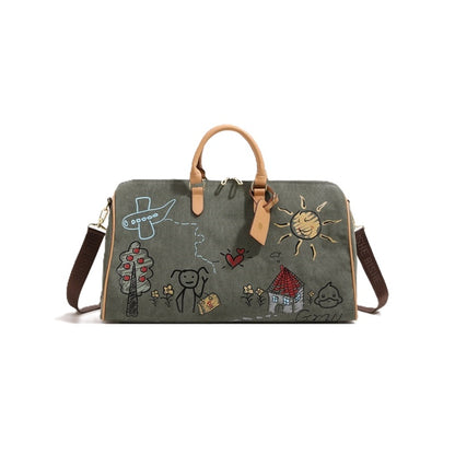 Waterproof Graffiti Duffel Bag Separate Wet/Dry Storage