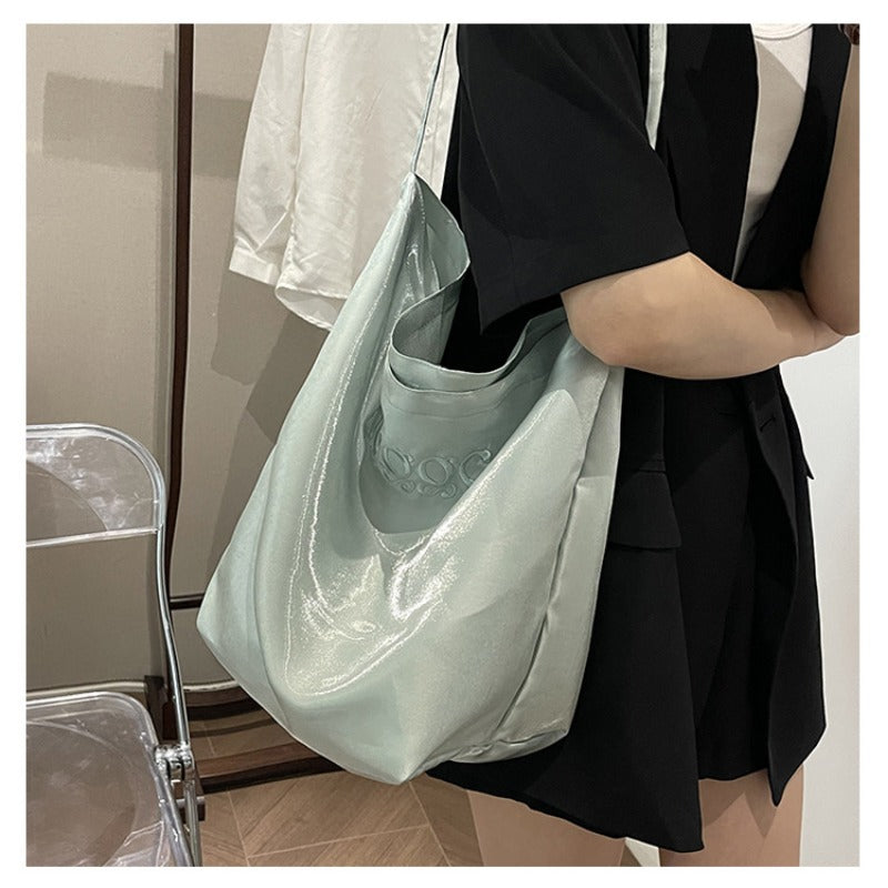 Satin Tote Bag Shoulder Bag Glossy Everyday Carryall
