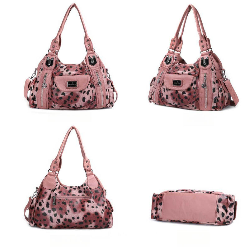 Shoulder Bag Stylish Crossbody Leopard & Plaid Purse