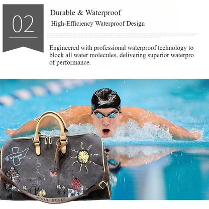 Waterproof Graffiti Duffel Bag Separate Wet/Dry Storage