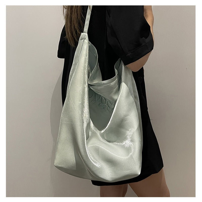 Satin Tote Bag Shoulder Bag Glossy Everyday Carryall