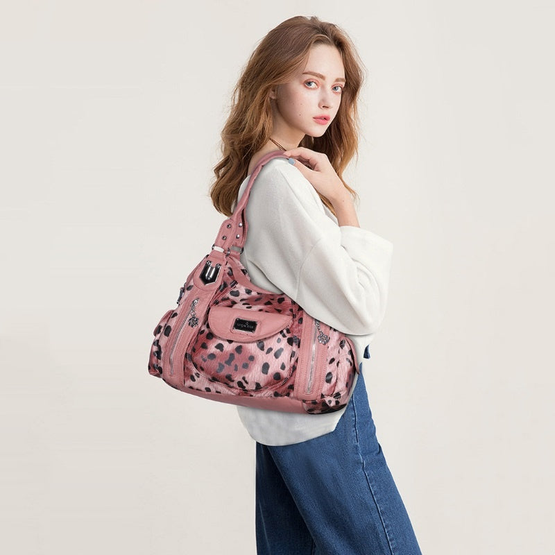 Shoulder Bag Stylish Crossbody Leopard & Plaid Purse