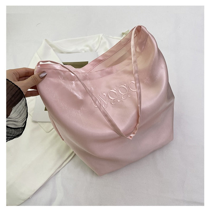 Satin Tote Bag Shoulder Bag Glossy Everyday Carryall