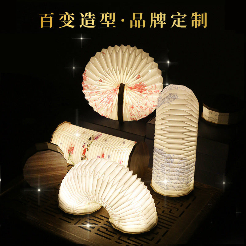 Moodveil Wooden Accordion Foldable LED Lamp