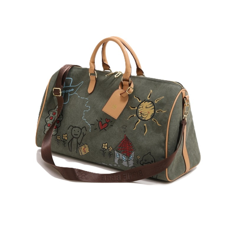 Waterproof Graffiti Duffel Bag Separate Wet/Dry Storage