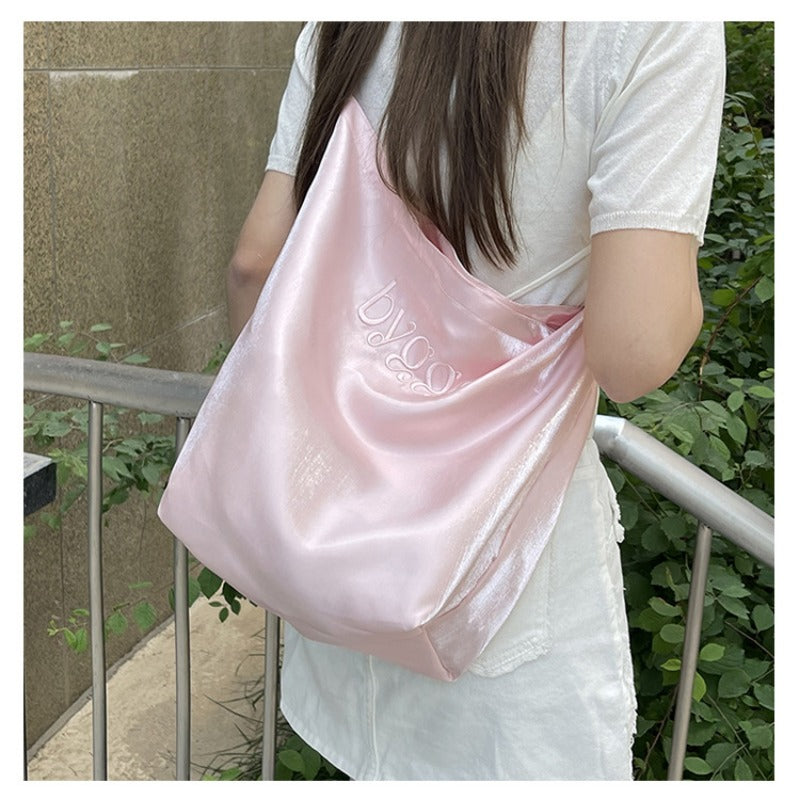 Satin Tote Bag Shoulder Bag Glossy Everyday Carryall