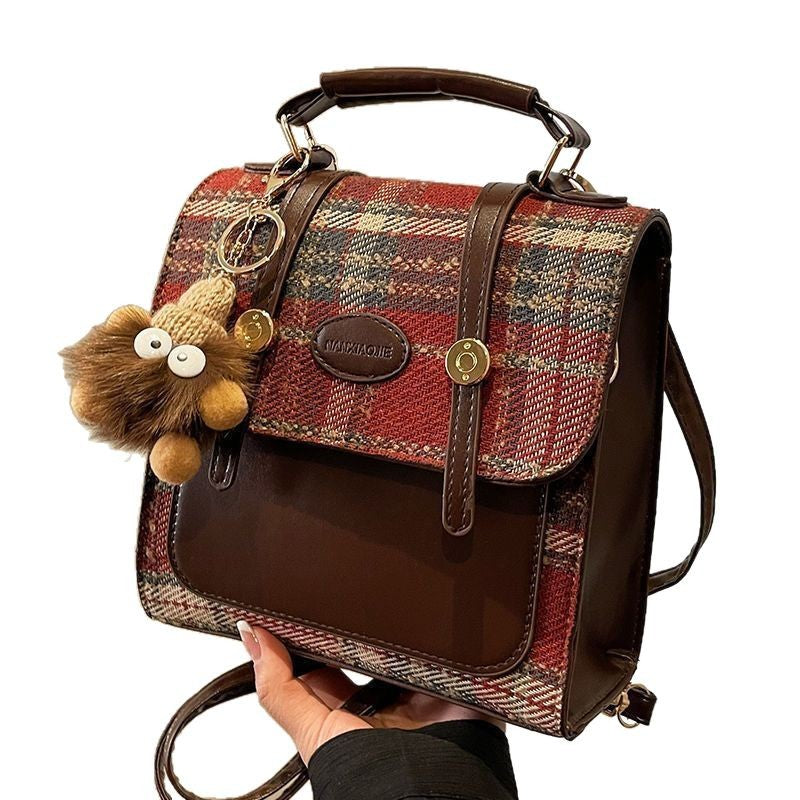 Preppy Mini Backpack Plaid Commuter Bag