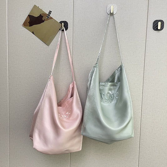 Satin Tote Bag Shoulder Bag Glossy Everyday Carryall