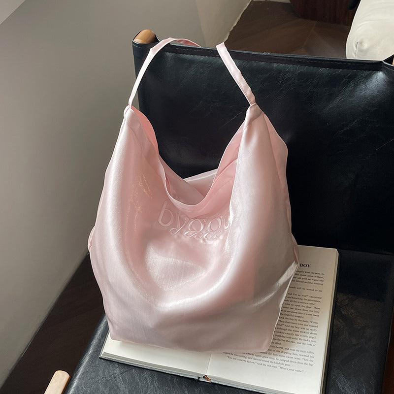 Satin Tote Bag Shoulder Bag Glossy Everyday Carryall