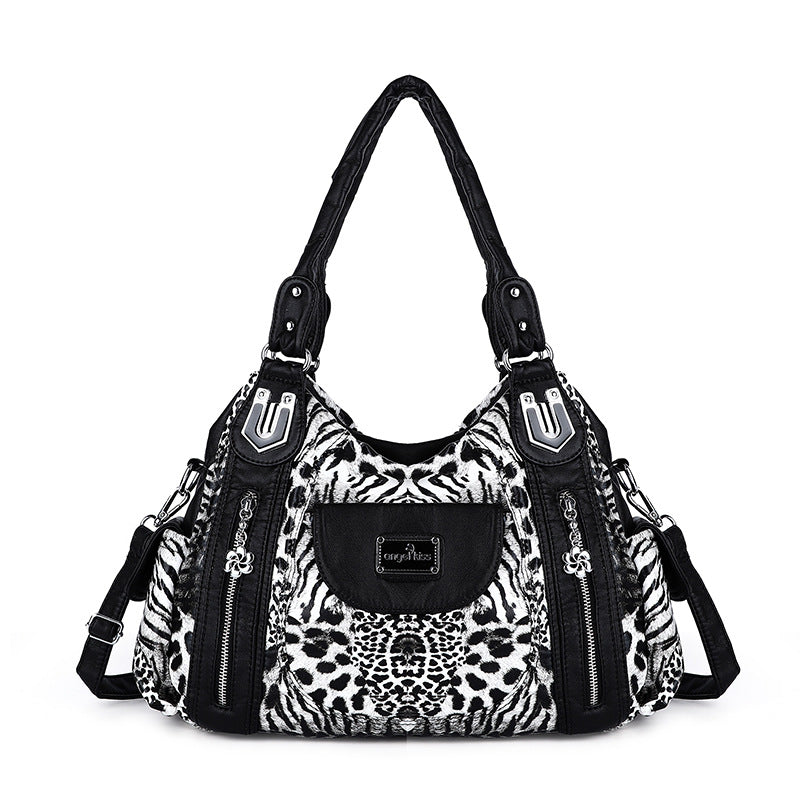 Shoulder Bag Stylish Crossbody Leopard & Plaid Purse