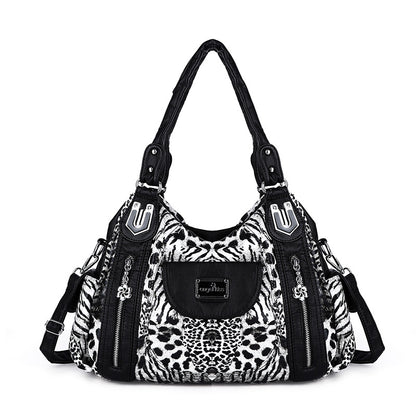 Shoulder Bag Stylish Crossbody Leopard & Plaid Purse