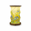 Walnut wood foldable lamp featuring colorful landscape painting art - rechargeable LED lamp