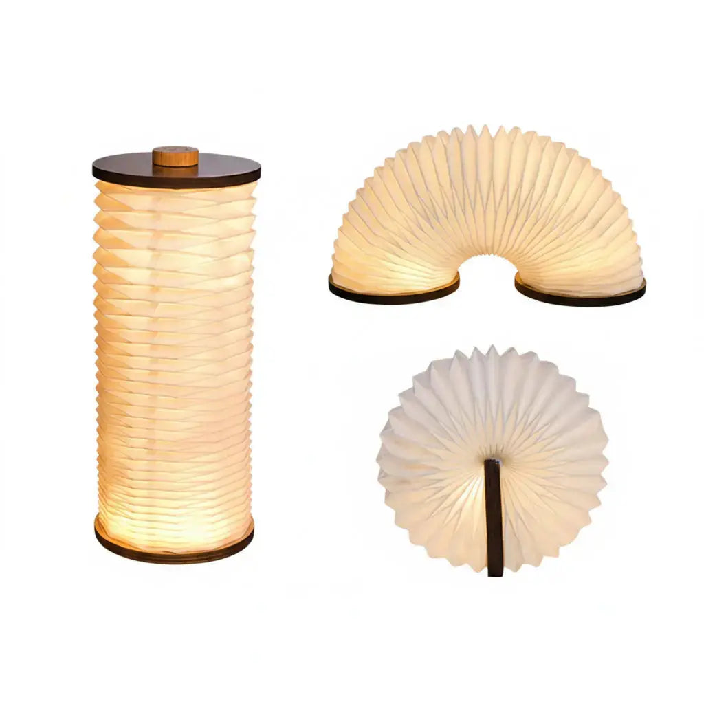 Moodveil foldable accordion lamp in plain white - rechargeable ambient night light