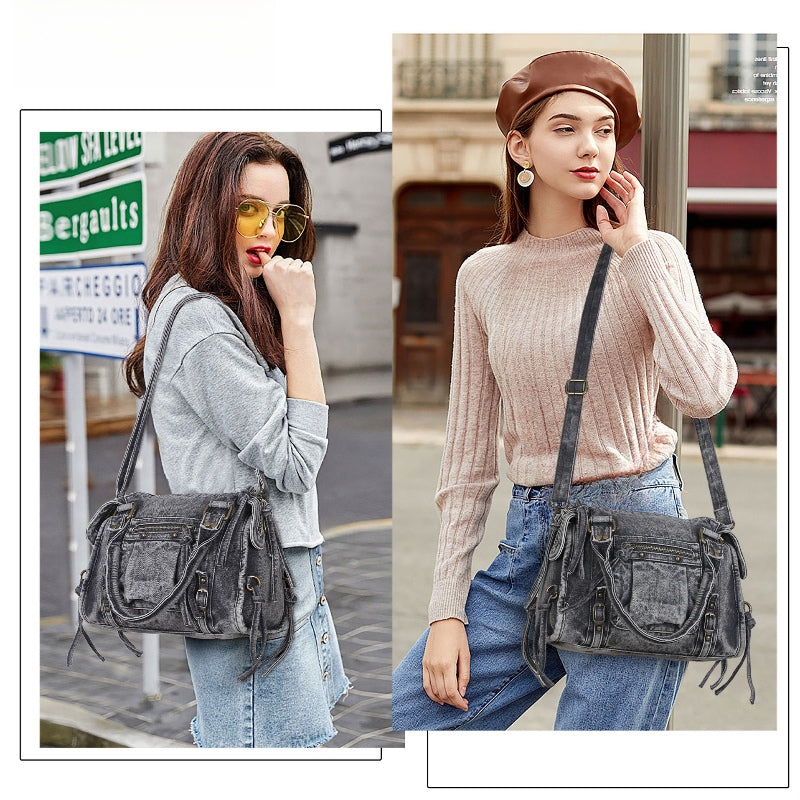 Vintage Washed Denim Handbag