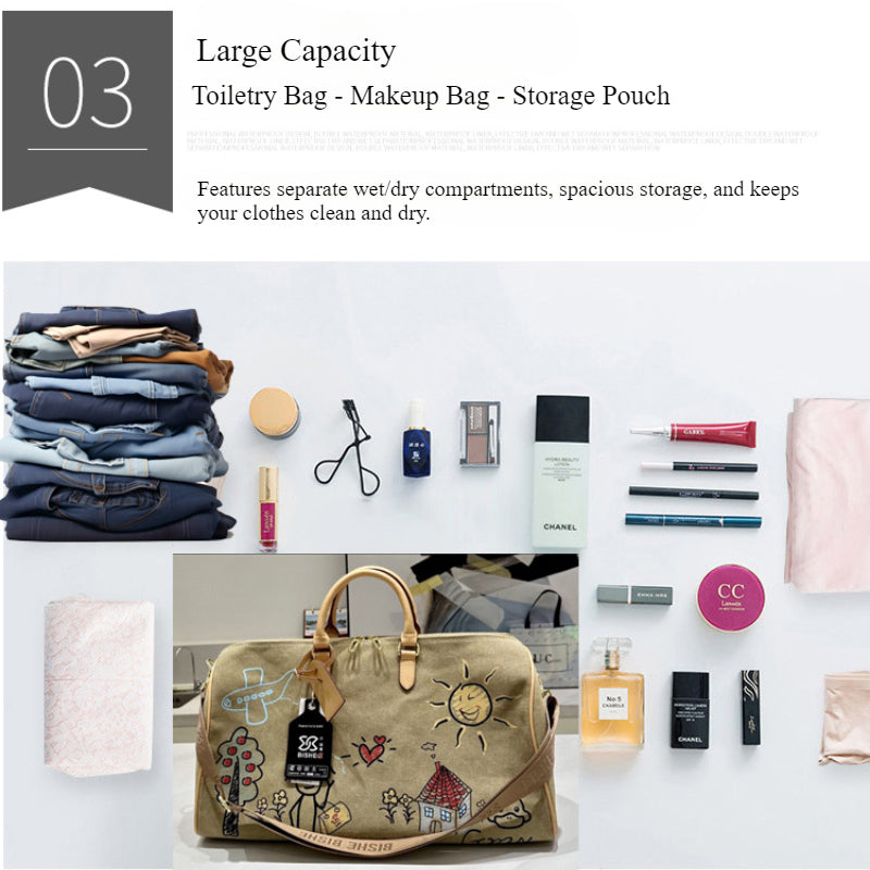 Waterproof Graffiti Duffel Bag Separate Wet/Dry Storage