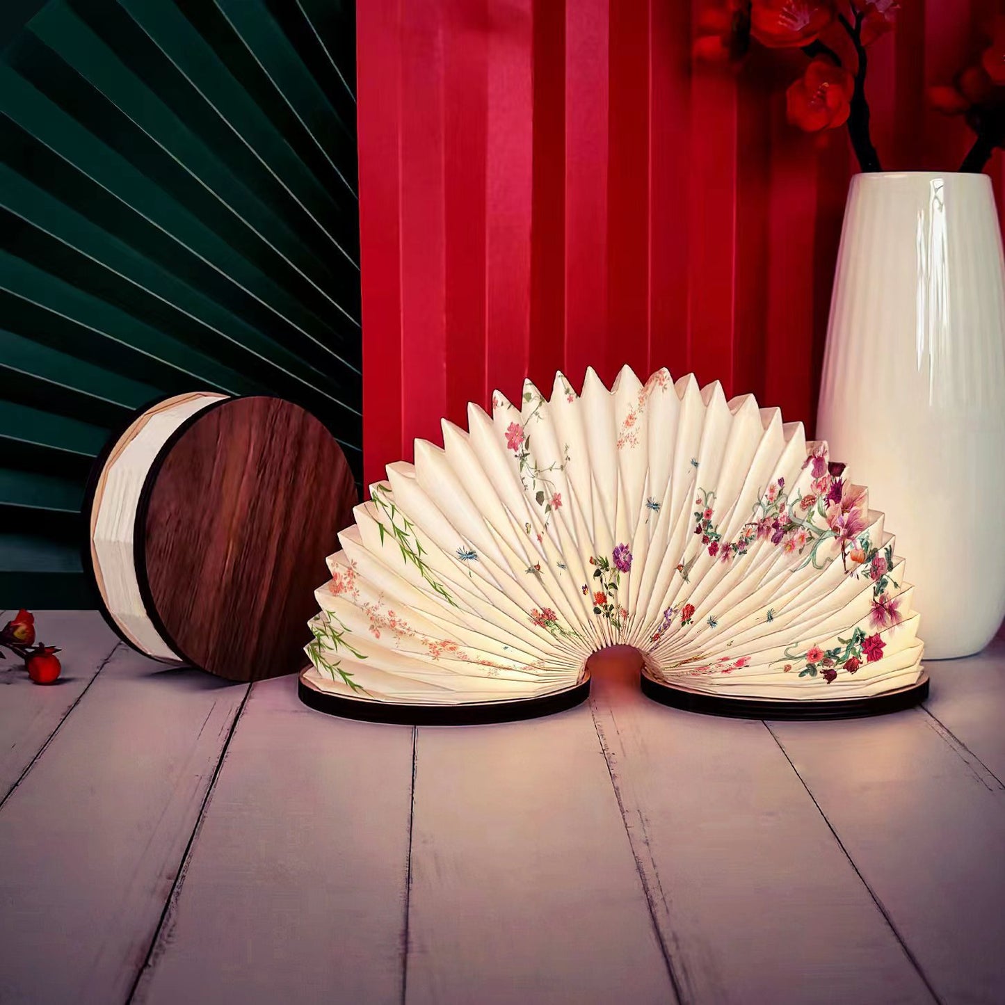 Moodveil Wooden Accordion Foldable LED Lamp