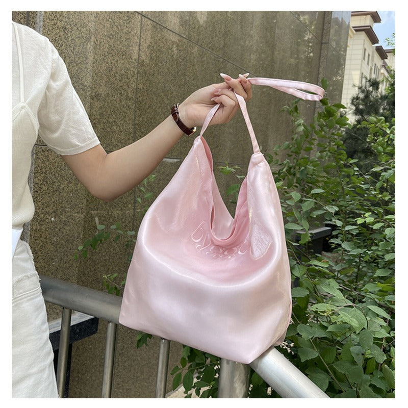 Satin Tote Bag Shoulder Bag Glossy Everyday Carryall