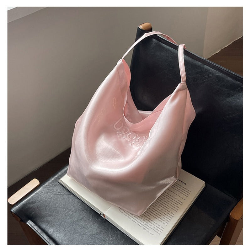 Satin Tote Bag Shoulder Bag Glossy Everyday Carryall