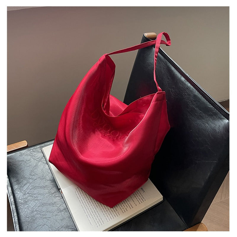 Satin Tote Bag Shoulder Bag Glossy Everyday Carryall