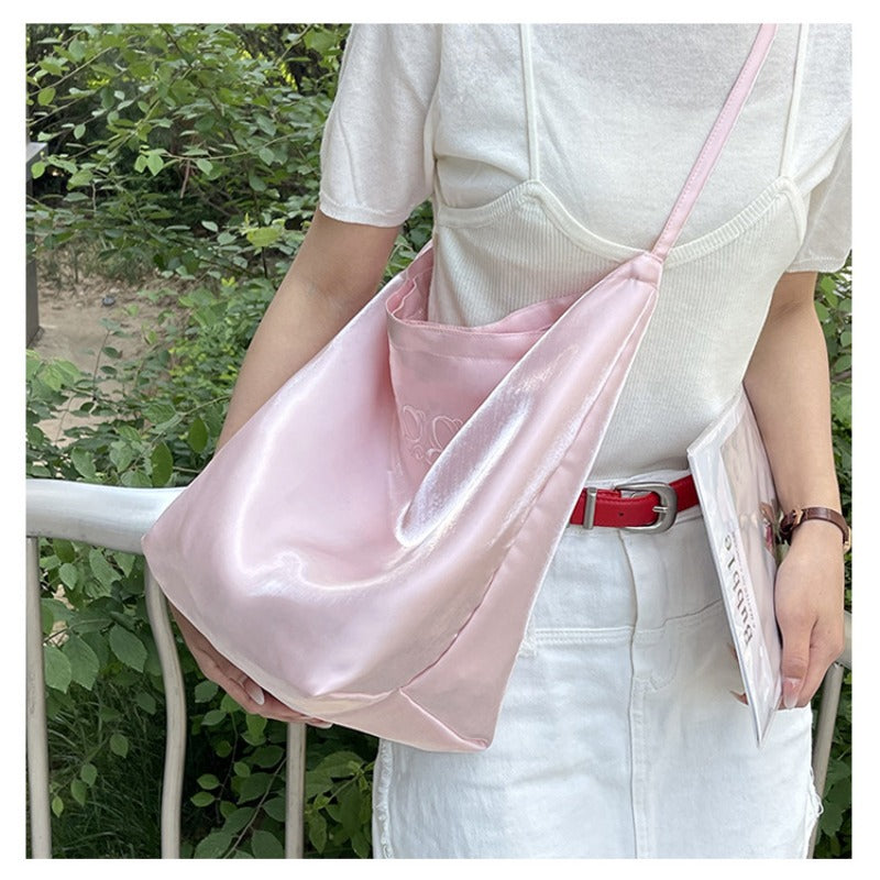 Satin Tote Bag Shoulder Bag Glossy Everyday Carryall