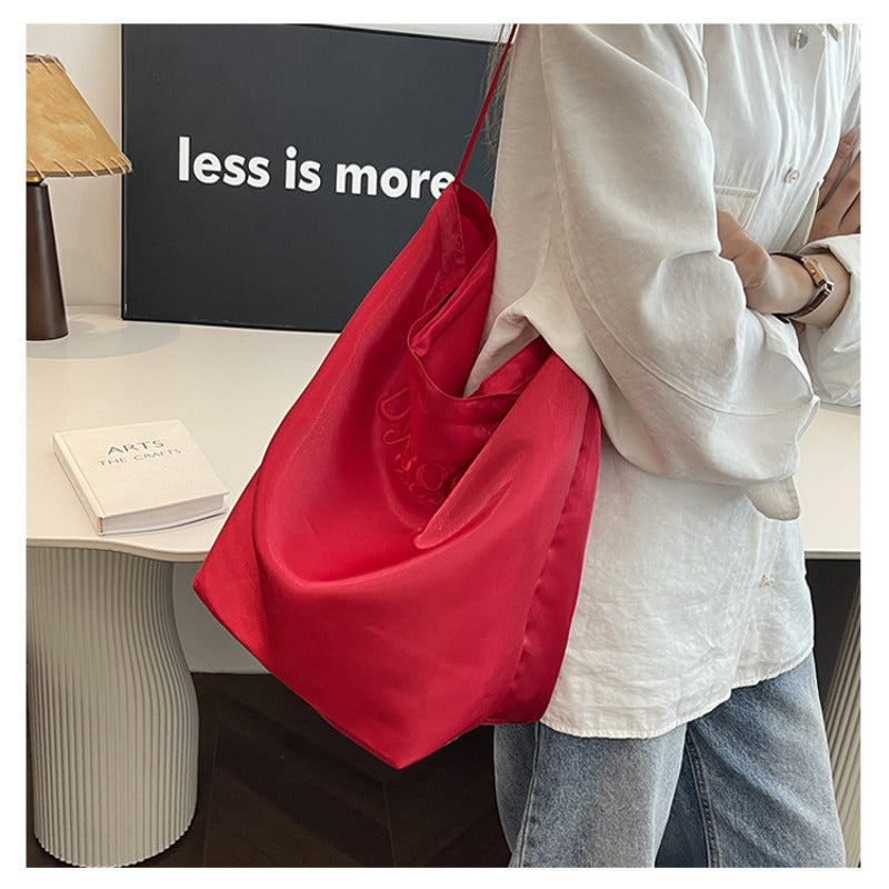 Satin Tote Bag Shoulder Bag Glossy Everyday Carryall