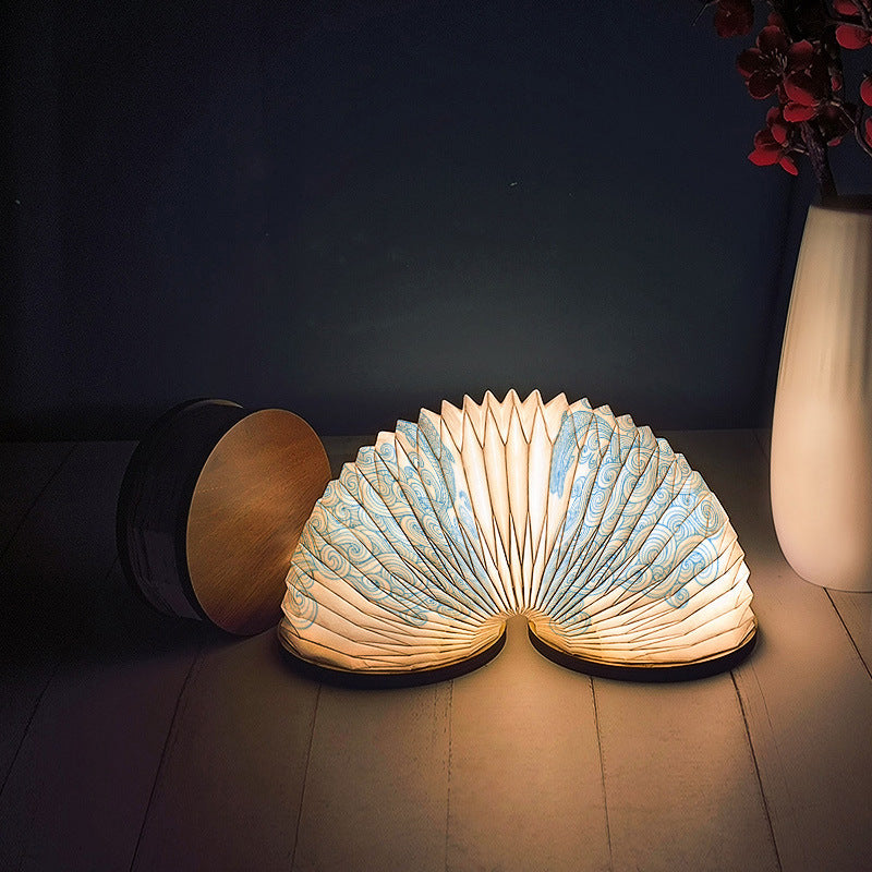 Moodveil Wooden Accordion Foldable LED Lamp