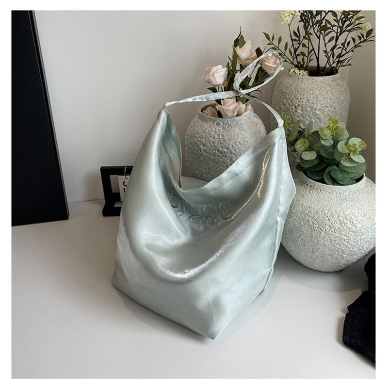 Satin Tote Bag Shoulder Bag Glossy Everyday Carryall