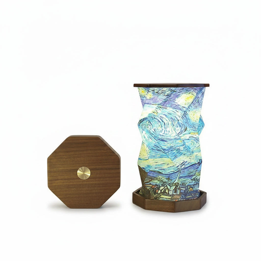 Moodveil Walnut Wood Foldable Book Lamp – Rechargeable LED Ambient Night Light