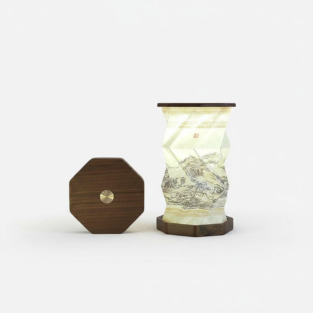 Moodveil Walnut Wood Foldable Book Lamp – Rechargeable LED Ambient Night Light