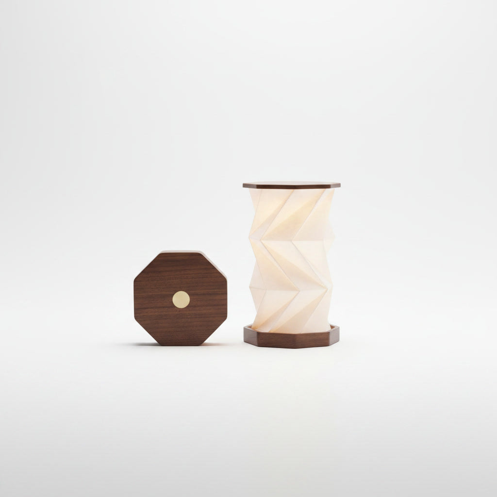 Moodveil Walnut Wood Foldable Book Lamp – Rechargeable LED Ambient Night Light